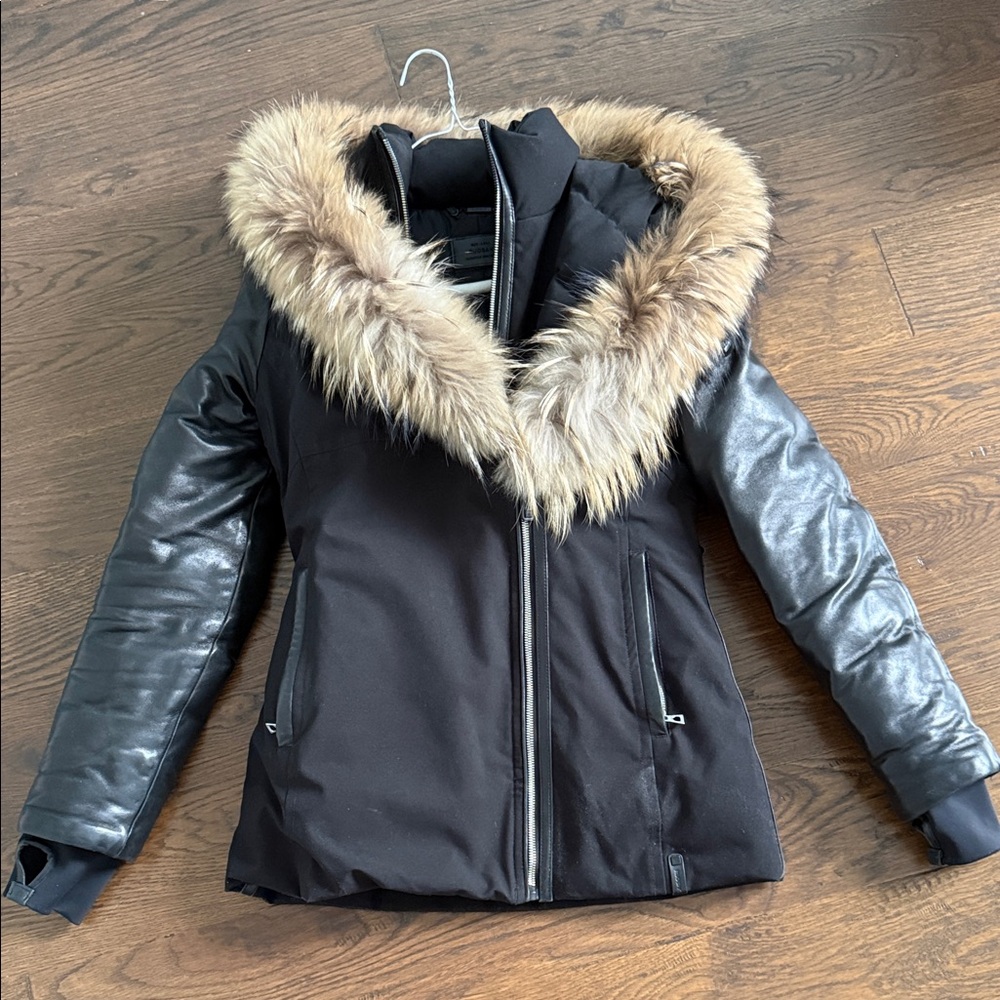 RUDSAK Black Puffer Jacket with Brown Fur Trim - Picture 3 of 3